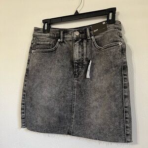 NWT Express High Waisted Black Raw Hem Denim Mini Skirt